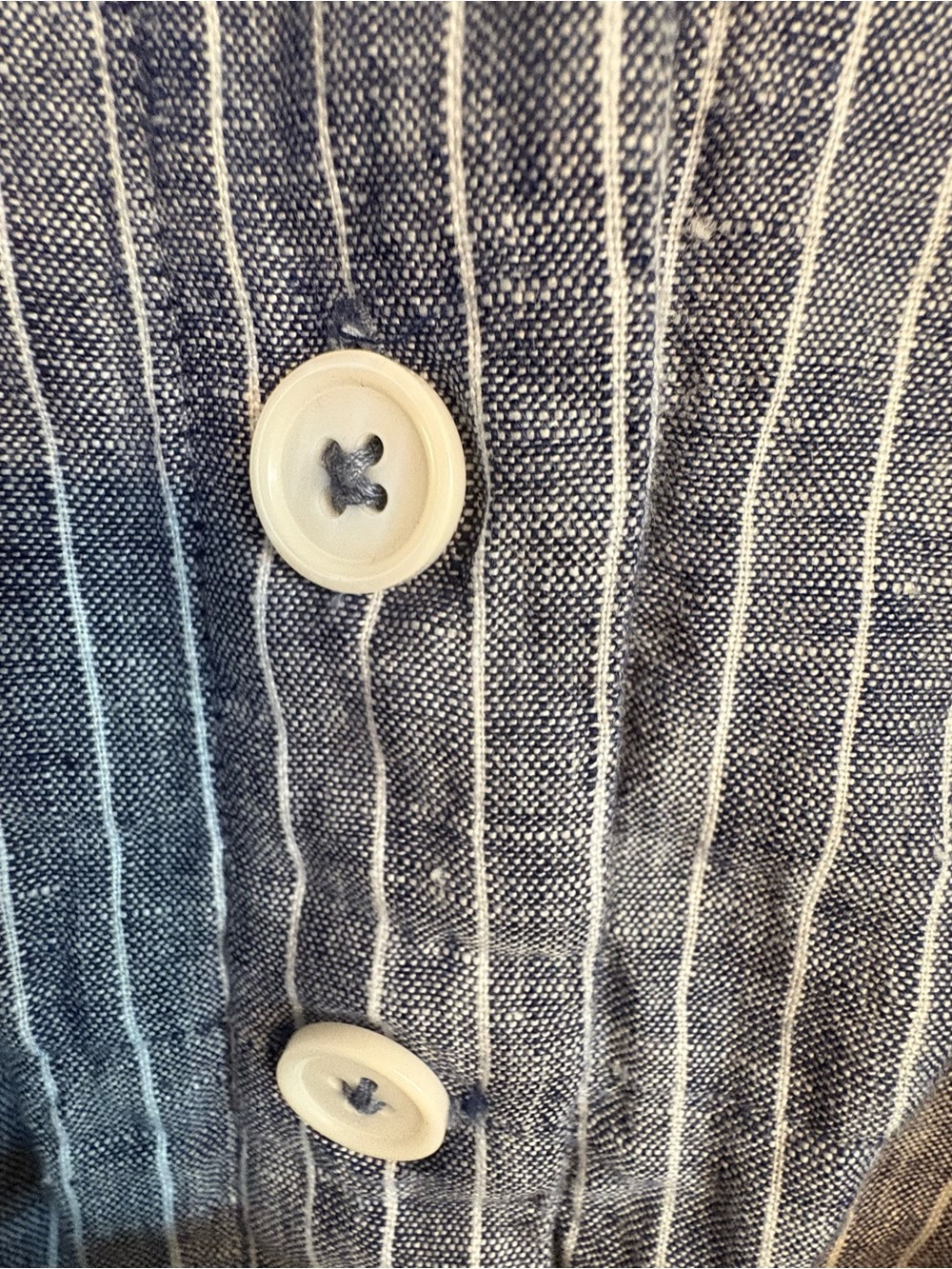 Quince Blue and White Pinstripe Midi Shirt Dress - Picture 3 of 9